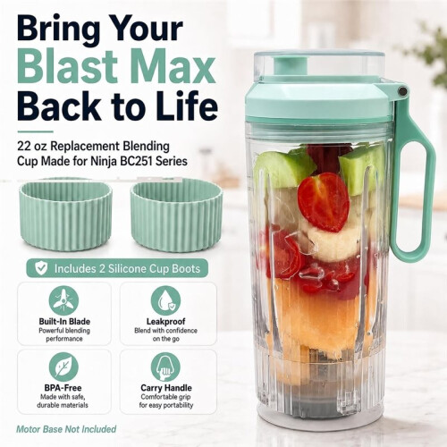 For  Blast Max Blender BC251 Replacement Container and Lid 625ml Replacement Cup with Leak Proof Lid and Boots 1