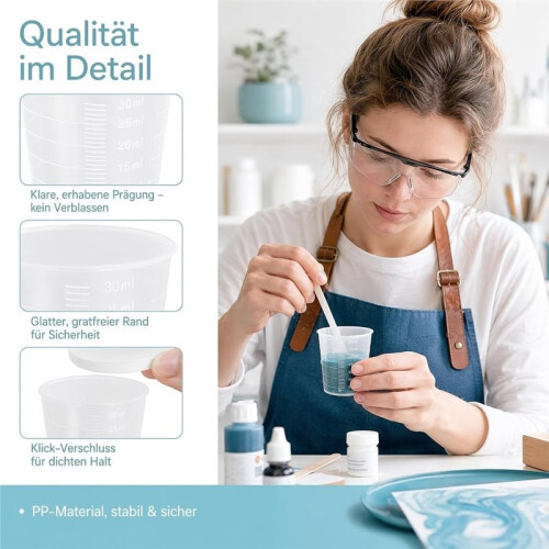 60 Pcs -Cups with Lids 30 Ml Transparent Dosing Cups,with Quantity Scale Precise Dosage for Laboratory Household 1