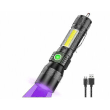 Magnetická baterka 1200 lúmenov, UV čierne svetlo 395 nm, nabíjateľná cez USB