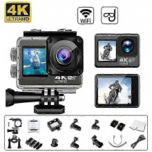 2026 Ottimo!! Action camera 4K Ultra HD 30fps WiFi Doppio schermo EIS Videocamera sportiva impermeabile subacquea Registrazione video C
