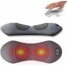 Rückenmassagegerät mit Wärme und Vibration zur Linderung von Ischias- und Rückenschmerzen, ergonomische Lendenwirbelstütze, Grau, qdDIO