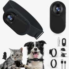 Collare con telecamera per gatti, telecamera wireless HD 1080p per cani, telecamera sportiva per gatti, videocamera per registrare vide