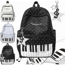 Sac à dos piano pour femme – Sac à dos musical mignon en nylon à pois, sac à dos original et ludique pour les trajets domicile-travail
