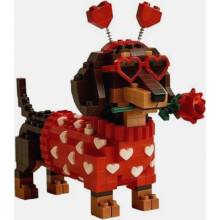 Jeu de construction Teckel pour la Saint-Valentin 2026, jouet de construction 3D en forme de chien mignon, cadeau de décoration romanti