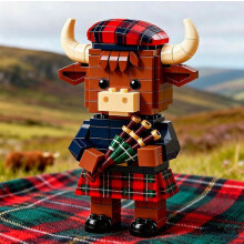 Modèle de vache des Highlands en briques créatives, petits blocs de construction, adorable décoration animale, cadeau fait main idéal p