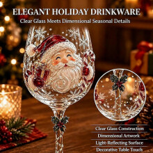 Verre à vin de Noël à motif en relief, verres à pied décorés de sapin et de flocons de neige, verrerie festive pour boissons, présentoi