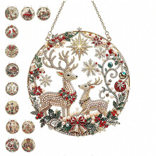 Weihnachts-Perlen-Diamant-Kunst-Sonnenfänger-Set, 20 cm Acryl-Hängeornament, DIY-Bastelset für Erwachsene und Anfänger, Weihnachtsgesch