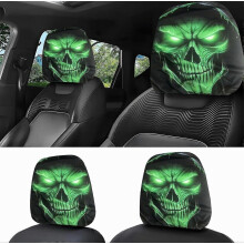 stuks grappige Halloween cartoon spookgezicht auto hoofdsteunbeschermers, zachte stretchstof, geschikt voor dagelijks gebruik in de aut