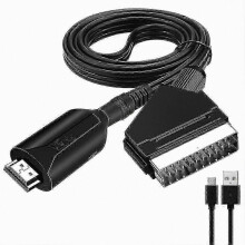 HDMI naar SCART-converterkabel van 1 meter (3 voet), afgeschermd snoer met vergulde connectoren voor tv, pc, dvd, HD-video en audio-ove