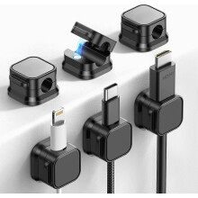 Set van 6 magnetische kabelclips [Cable Smooth Adjustable] snoerhouder, kabelbeheer onder het bureau, zelfklevende kabelhouder organize