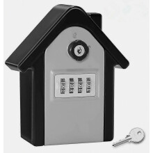 Coffre-fort à combinaison à 4 chiffres en forme de maison avec 2 clés - Grand espace de rangement sécurisé en métal pour la maison, le