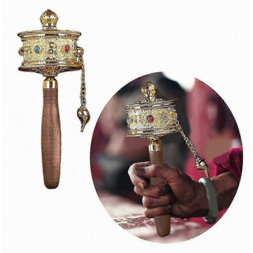 Tibetisch-buddhistisches Handgebetsrad mit sechs Wortmantras 1