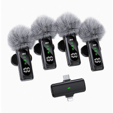 T90 4-in-1 langaton solmiomikrofonipaketti OLED-näyttö ANC-melunpoisto 20 m kantama solmiomikrofoni (4 mikrofonia + 1 vastaanotin)