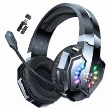 Casque de jeu e-sport ONIKUMA B15 tri-mode Bluetooth, 2,4 GHz et filaire avec éclairage RGB et microphone HD