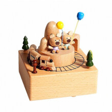 Boîte à musique carrousel, boîte à musique ours en bois pour fille/femme, cadeau de Noël/anniversaire, décoration en bois pour la maiso