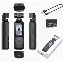 Telecamera indossabile 4K con microfono esterno, mini videocamera tascabile con audio e video, rotazione a 270 per sport all'aperto,