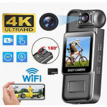 Action camera Wi-Fi con registrazione video 1080P, obiettivo girevole a 180, registrazione in loop e rilevamento del movimento.