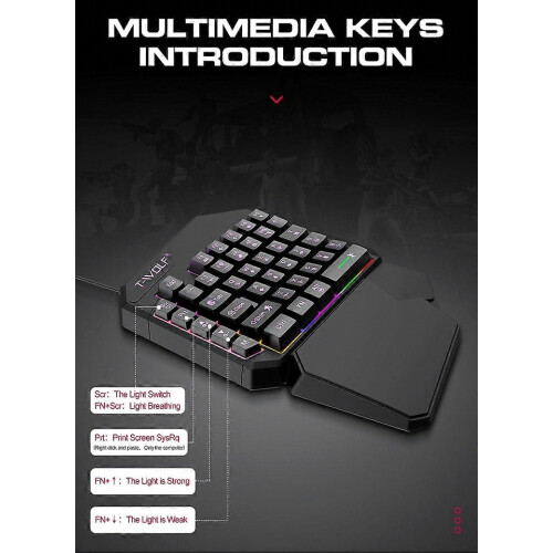 Single Keyboard and Mouse 40 Keys One-Handed Game Keyboard With Backlight 2