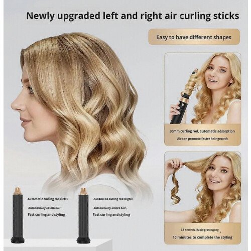 6-in-1 Haartrocknerbürste mit integriertem Lockenstab, Schwarz 2