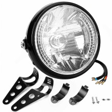 Phare universel de moto 7 pouces avec support, feux de route et clignotants Ă LED pour motos