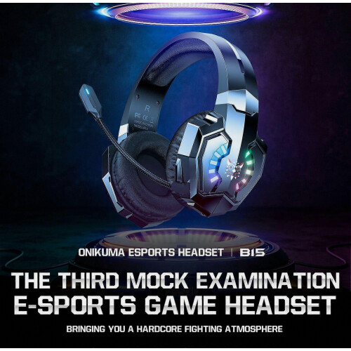 Cuffie da gioco ONIKUMA B15 tri-mode Bluetooth, 2.4G e cablate per e-sport con illuminazione RGB e microfono HD. 1