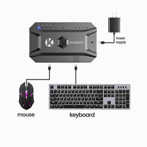 Bluetooth 5.0 Converter USB Hub for Wired Keyboard Mouse to Wireless 8 Devices 1