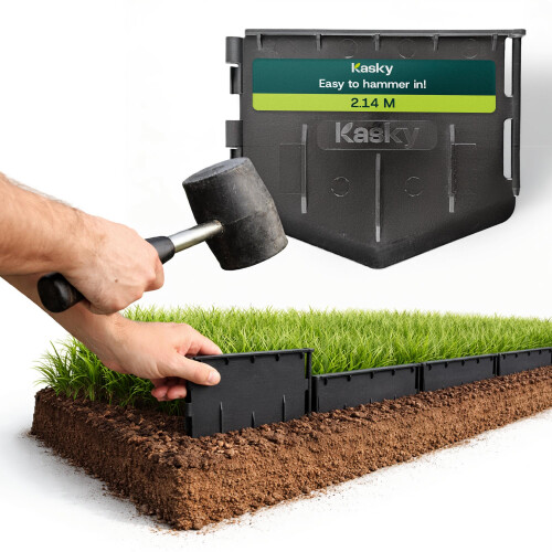 Kasky Easy-to-Install Lawn Edging Border, Recycled Plastic, 21.4 m