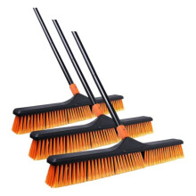 CLEANHOME Upgrade Garden Broom,Yard Brush Heavy Duty Outdoor(23.6in) (Pack of 3)