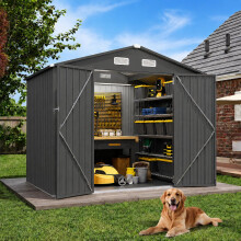 Aoxun 6x4 FT Metal Garden Shed with Floor, Lockable Outdoor Storage Shed with Sl