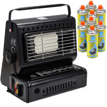 Greenfields Outdoor Gas Heater with 8 Canisters, Portable 1.3kW Camping Heater w