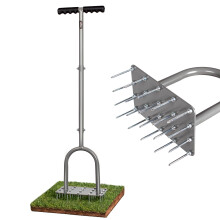 Walensee Lawn Aerator Spike Tool, Heavy Duty Four-Row Manual Grass Aerator with