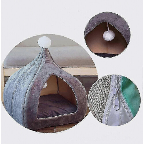 Niche pour chat/chien grise 30x30x40cm, compatible avec une utilisation intérieure 2