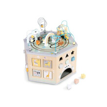 Cube ontwaking - MAMABRUM - Grote Educatieve Cube - 10+ activiteiten - MDF 56,5x56,5x50 cm - Vanaf 12 maanden