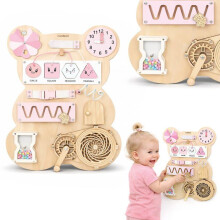 Tabla sensorial - MAMABRUM - Tablero Teddy Mamabrum - 10 juegos - Rosa pastel - A partir de 18 meses