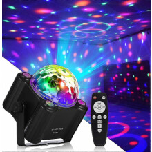 Lumière disco, boule à facettes lumineuse, lumière LED activée par le son avec télécommande, idéale pour les soirées dansantes et Halloween.