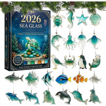 Calendrier de l'Avent 2026, 24 décorations teckel en acrylique 2D, animaux marins, calendrier de l'Avent, décoration pour sapin de Noël