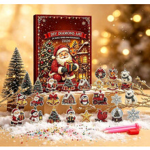 24-delige kerst DIY diamantschilderij hangende ornamentenset, feestelijke mini-decoratieset voor de kerstboom, creatief handgemaakt knutselproject voo