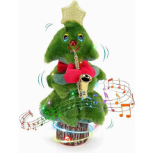 Singing and Dancing Christmas Tree Plush Toy with Music and LightsElectric Stuffed ToySwinging and Singing with Saxophone Music Decoration 1