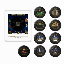 Lecteur de musique magnétique pour réfrigérateur, lecteur vinyle de Noël avec lumières LED, coffret musical magnétique NFC avec 9 disques