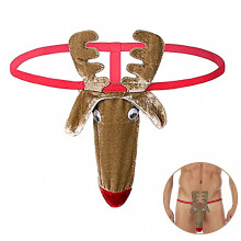 Sexy Herren-Weihnachts-Rentier-Elch-Herren-G-Strings-Tanga-Unterwäsche T-Back-Erotik-Unterwäsche