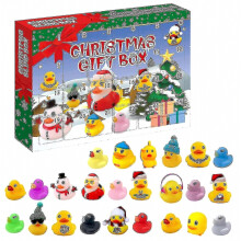 Adventný kalendár, 24 gumených kačičiek pre chlapcov, dievčatá, deti a batoľatá, gumená hračka do kúpeľa v tva