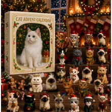 Calendrier de l'Avent 3D Chat, 24 jours de surprises, Mini pendentifs chatons sur le thème de Noël, Décoration créative pour sapin et bureau