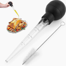 (Large) Turkey Baster with Cleaning Brush - Food Grade Syringe Baster for Cooking Ideal for Butter Drippings