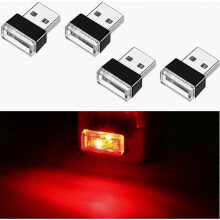 4 PCS USB LED Car Interior Atmosphere Lamp, Portable Mini LED Night Light, Plug-in USB Interface Trunk Ambient Lighting Kits(Red)