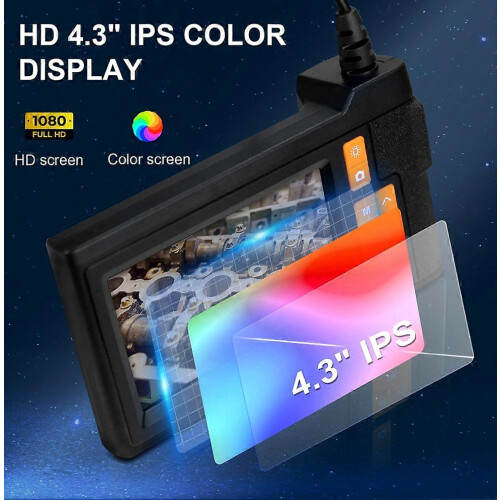Industrial Endoscope Camera 8mm 4.3'' IPS Screen HD1080P Rigid Cable Pipe Sewer Inspection Borescope 2