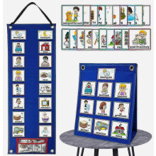 2-in-1 Visual Schedule and Routine Chart for Autism with 70 Task Cards Ideal for Daily Chore Management and Kids' Shopping Spree Organizatio