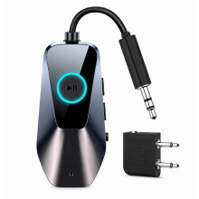 Bluetooth 5.4 AUX 3.5mm Audio Receiver and Transmitter for Car Calls with Dual-Pin Airplane Adapter