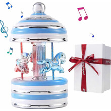 Carousel Music Box, Gift Wrapped Ceramic Musical Carousel Horse, Twinkling LED Light Carousel, Plays Twinkle Twinkle