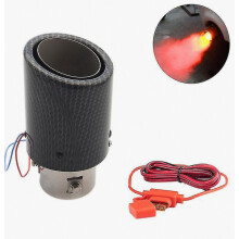 Universele LED-uitlaatpijp voor auto's, aangepast met rood/blauw vlammend effect, rechte enkele uitlaatpijp, modificatie van de uitlaatmond.