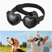 Zonnebril voor kleine honden, huisdierbril met UV-bescherming, hartvormige puppybril, winddicht, waterdicht, verstelbare band.